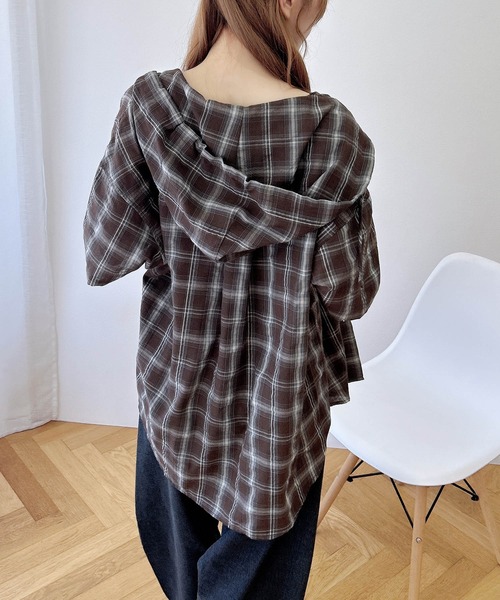 INGNI（イング）の「フードチェックBIG半袖シャツ（シャツ/ブラウス・レディース・ブラウン系その他2/ブラック系/ネイビー系2・M）」の13枚目の写真