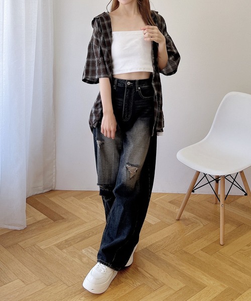 INGNI（イング）の「フードチェックBIG半袖シャツ（シャツ/ブラウス・レディース・ブラウン系その他2/ブラック系/ネイビー系2・M）」の14枚目の写真