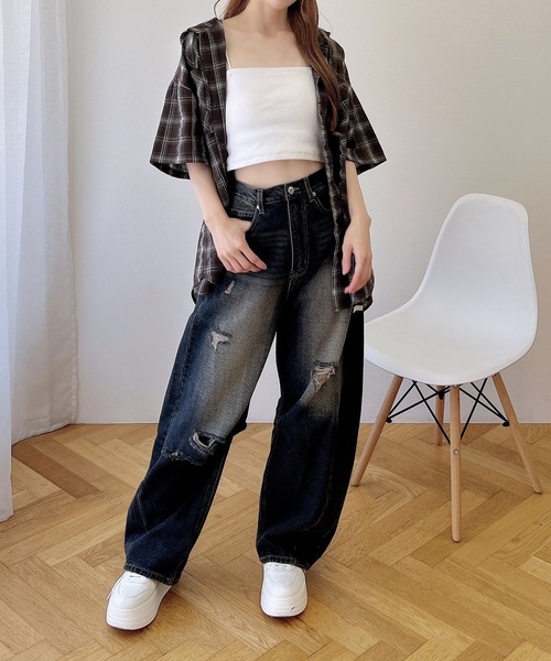 INGNI（イング）の「フードチェックBIG半袖シャツ（シャツ/ブラウス・レディース・ブラウン系その他2/ブラック系/ネイビー系2・M）」の15枚目の写真