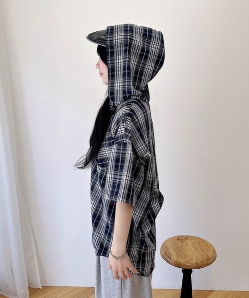 INGNI（イング）の「フードチェックBIG半袖シャツ（シャツ/ブラウス・レディース・ブラウン系その他2/ブラック系/ネイビー系2・M）」の20枚目の写真