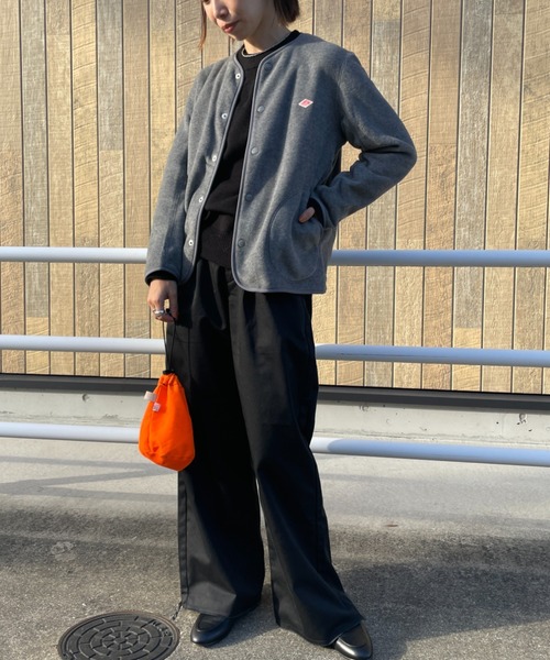 DANTON/ダントン] フリースノーカラージャケット（ノーカラー