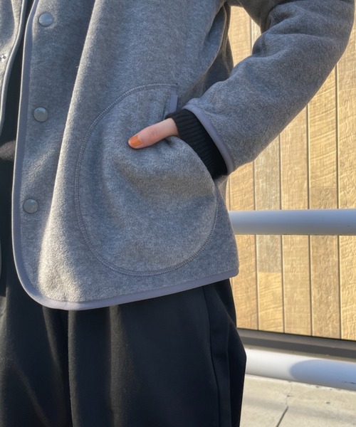 DANTON/ダントン] フリースノーカラージャケット（ノーカラー