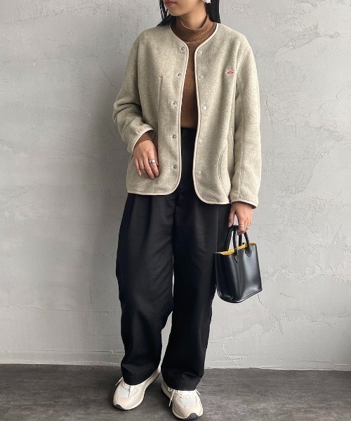 DANTON/ダントン] フリースノーカラージャケット（ノーカラー