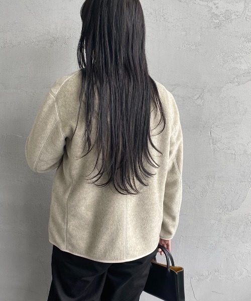 DANTON/ダントン] フリースノーカラージャケット（ノーカラー