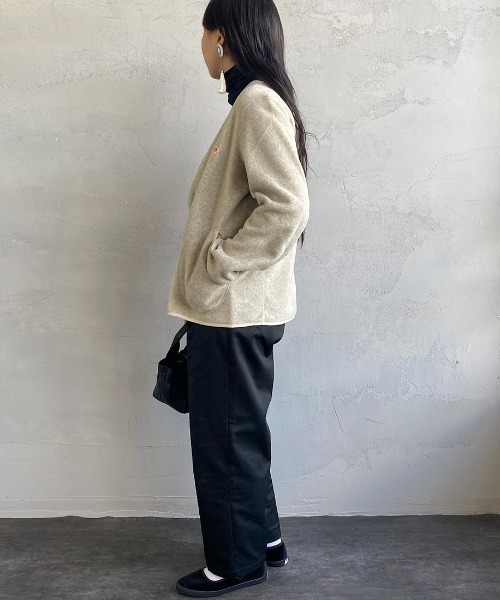 DANTON/ダントン] フリースノーカラージャケット（ノーカラー