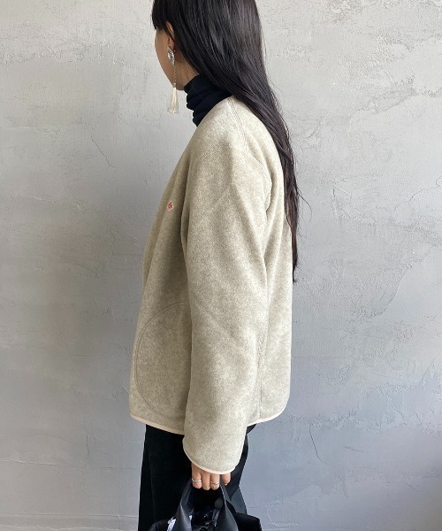 DANTON/ダントン] フリースノーカラージャケット（ノーカラー