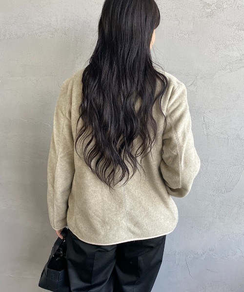 DANTON/ダントン] フリースノーカラージャケット（ノーカラー