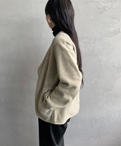 DANTON/ダントン] フリースノーカラージャケット（ノーカラー