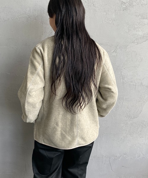 DANTON/ダントン] フリースノーカラージャケット（ノーカラー