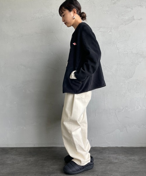 DANTON/ダントン] フリースノーカラージャケット（ノーカラー