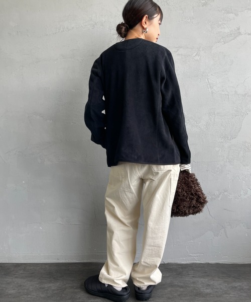 DANTON/ダントン] フリースノーカラージャケット（ノーカラー