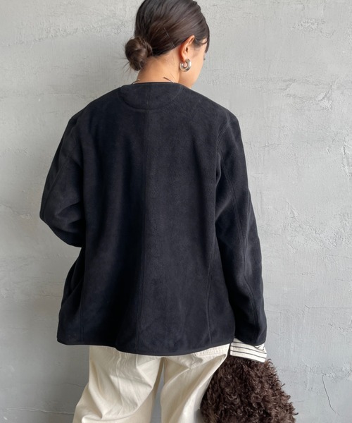 DANTON/ダントン] フリースノーカラージャケット（ノーカラー