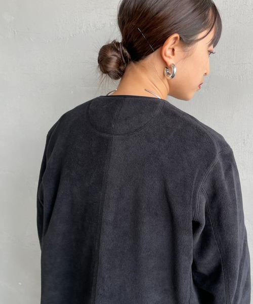 DANTON/ダントン] フリースノーカラージャケット（ノーカラー