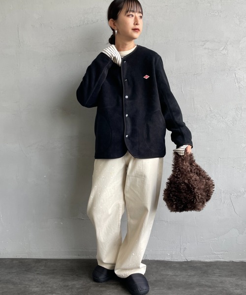 DANTON/ダントン] フリースノーカラージャケット（ノーカラー