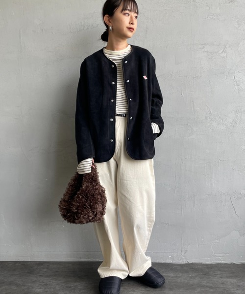 DANTON/ダントン] フリースノーカラージャケット（ノーカラー