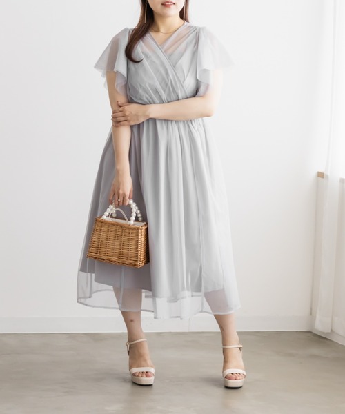 CLETTE(クレット)の「CLETTEオリジナルカシュクールチュールワンピース(ワンピース・レディース・ブラック系その他/グレー/ブラック・LL/4L/3L)」の13枚目の写真