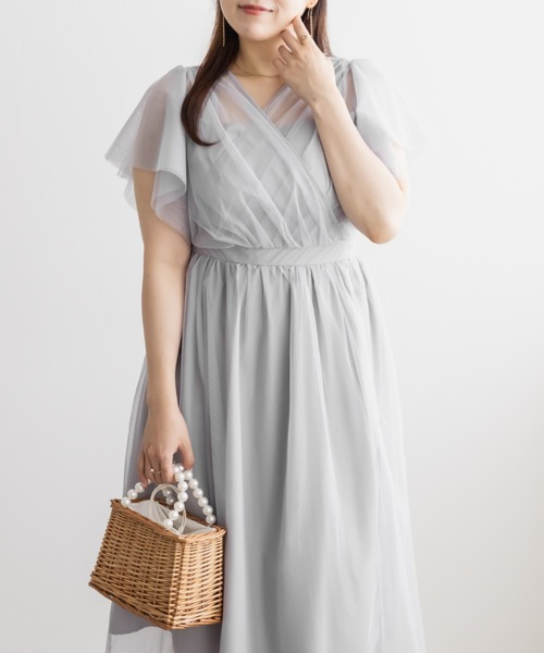 CLETTE(クレット)の「CLETTEオリジナルカシュクールチュールワンピース(ワンピース・レディース・ブラック系その他/グレー/ブラック・LL/4L/3L)」の15枚目の写真