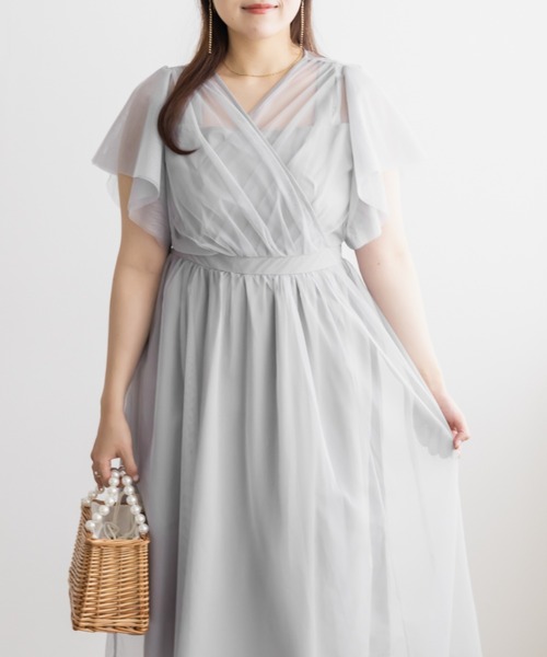 CLETTE(クレット)の「CLETTEオリジナルカシュクールチュールワンピース(ワンピース・レディース・ブラック系その他/グレー/ブラック・LL/4L/3L)」の16枚目の写真