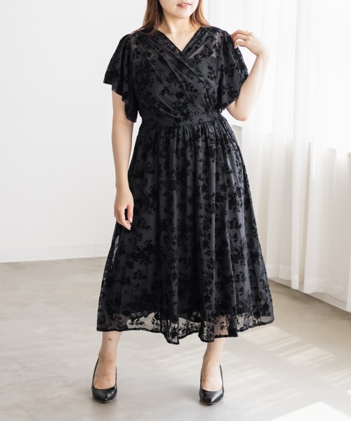 CLETTE(クレット)の「CLETTEオリジナルカシュクールチュールワンピース(ワンピース・レディース・ブラック系その他/グレー/ブラック・LL/4L/3L)」の9枚目の写真