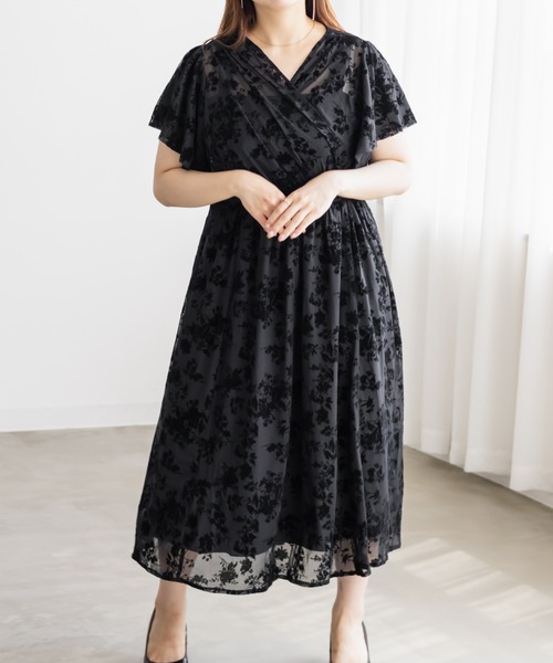 CLETTE(クレット)の「CLETTEオリジナルカシュクールチュールワンピース(ワンピース・レディース・ブラック系その他/グレー/ブラック・LL/4L/3L)」の10枚目の写真