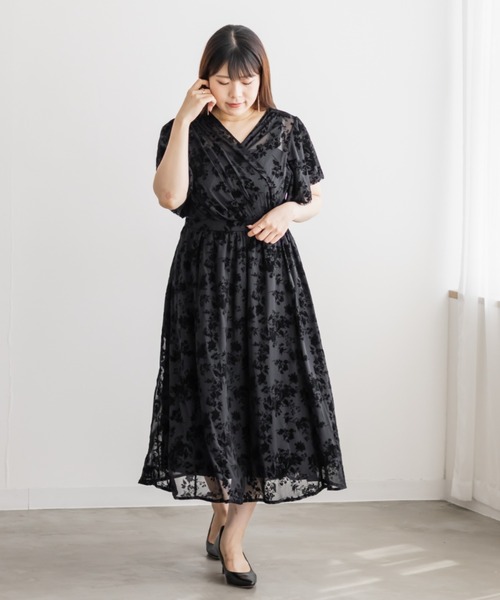 CLETTE(クレット)の「CLETTEオリジナルカシュクールチュールワンピース(ワンピース・レディース・ブラック系その他/グレー/ブラック・LL/4L/3L)」の8枚目の写真
