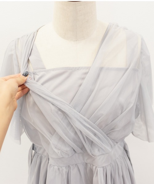 CLETTE(クレット)の「CLETTEオリジナルカシュクールチュールワンピース(ワンピース・レディース・ブラック系その他/グレー/ブラック・LL/4L/3L)」の21枚目の写真