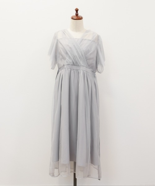 CLETTE(クレット)の「CLETTEオリジナルカシュクールチュールワンピース(ワンピース・レディース・ブラック系その他/グレー/ブラック・LL/4L/3L)」の18枚目の写真