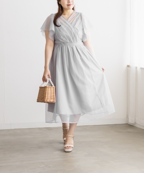 CLETTE(クレット)の「CLETTEオリジナルカシュクールチュールワンピース(ワンピース・レディース・ブラック系その他/グレー/ブラック・LL/4L/3L)」の14枚目の写真