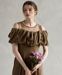 AIMER | 【WEB限定】サテンオフショルダーオールインワンパーティードレス　結婚式　お呼ばれ　ドレス　20代 30代(パンツドレス)
