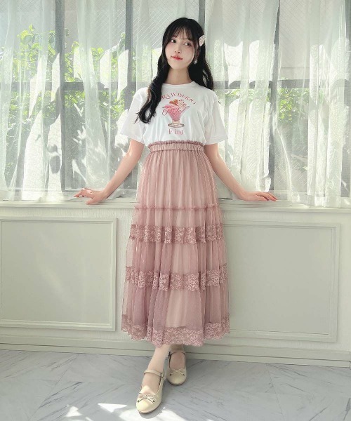 F i.n.t（フィント）の「ストロベリーパフェプリントTシャツ/SweetsCollection（Tシャツ/カットソー・レディース・ホワイト・FREE）」の2枚目の写真