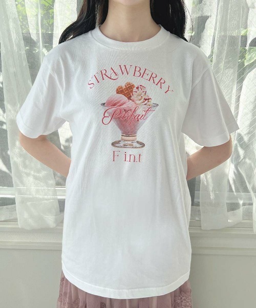 F i.n.t（フィント）の「ストロベリーパフェプリントTシャツ/SweetsCollection（Tシャツ/カットソー・レディース・ホワイト・FREE）」の4枚目の写真