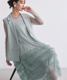 RUIRUE BOUTIQUE（ルイルエブティック）の「オケージョンドレス 結婚式 ストレッチ ｜ ジレ ＆ チュール プリーツ ワンピース セット ｜ 二次会 披露宴 美脚 ワンピース オケージョン お呼ばれ パーティードレス（ドレス・レディース）」