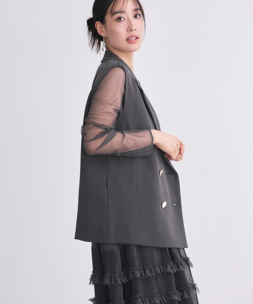 RUIRUE BOUTIQUE(ルイルエブティック)の「オケージョンドレス 結婚式 ストレッチ | ジレ & チュール プリーツ ワンピース セット | 二次会 披露宴 美脚 ワンピース オケージョン お呼ばれ パーティードレス(ドレス・レディース・ブラック/チャコール/ブルーグレー・S/M/L/LL)」の14枚目の写真