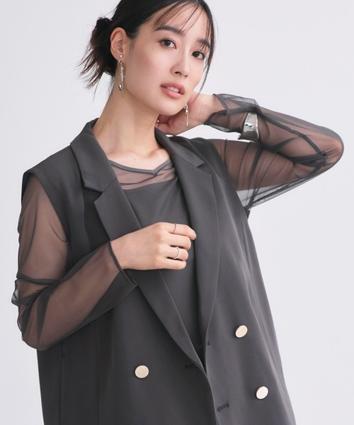 RUIRUE BOUTIQUE(ルイルエブティック)の「オケージョンドレス 結婚式 ストレッチ | ジレ & チュール プリーツ ワンピース セット | 二次会 披露宴 美脚 ワンピース オケージョン お呼ばれ パーティードレス(ドレス・レディース・ブラック/チャコール/ブルーグレー・S/M/L/LL)」の15枚目の写真