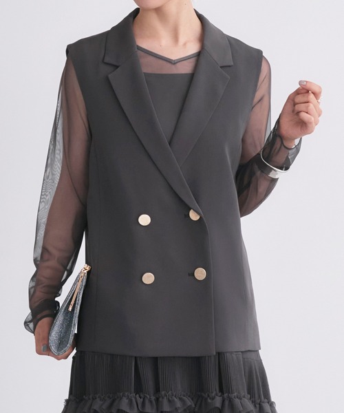 RUIRUE BOUTIQUE(ルイルエブティック)の「オケージョンドレス 結婚式 ストレッチ | ジレ & チュール プリーツ ワンピース セット | 二次会 披露宴 美脚 ワンピース オケージョン お呼ばれ パーティードレス(ドレス・レディース・ブラック/チャコール/ブルーグレー・S/M/L/LL)」の17枚目の写真