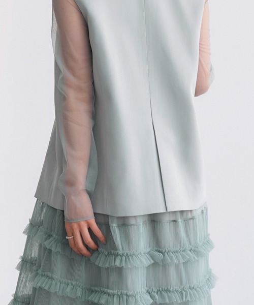 RUIRUE BOUTIQUE(ルイルエブティック)の「オケージョンドレス 結婚式 ストレッチ | ジレ & チュール プリーツ ワンピース セット | 二次会 披露宴 美脚 ワンピース オケージョン お呼ばれ パーティードレス(ドレス・レディース・ブラック/チャコール/ブルーグレー・S/M/L/LL)」の21枚目の写真