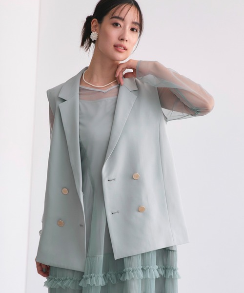 RUIRUE BOUTIQUE(ルイルエブティック)の「オケージョンドレス 結婚式 ストレッチ | ジレ & チュール プリーツ ワンピース セット | 二次会 披露宴 美脚 ワンピース オケージョン お呼ばれ パーティードレス(ドレス・レディース・ブラック/チャコール/ブルーグレー・S/M/L/LL)」の8枚目の写真