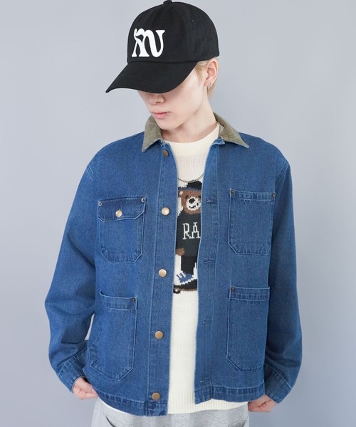 短丈カバーオールダックジャケット/ワークブルゾン/ユニセックス