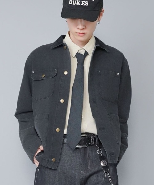 短丈カバーオールダックジャケット/ワークブルゾン/ユニセックス