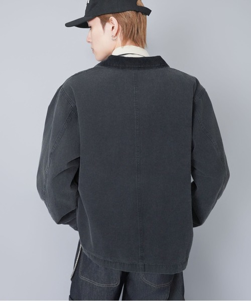 短丈カバーオールダックジャケット/ワークブルゾン/ユニセックス