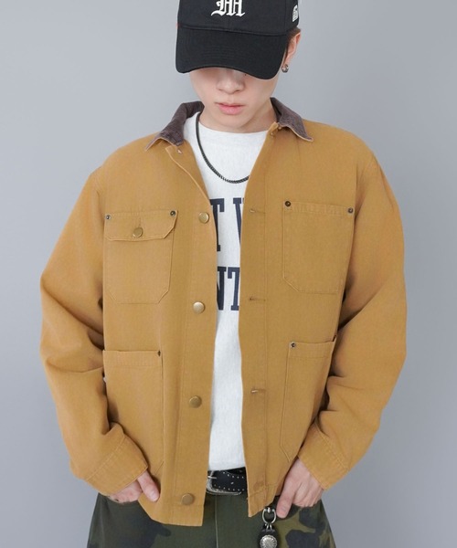 SPINNS（スピンズ）の「肌寒い朝晩に！短丈カバーオールブルゾン/ライトアウター/ユニセックス（カバーオール・メンズ・チャコール/ブルー系その他/キャメル/ブラック・ONESIZE）」の6枚目の写真