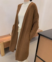 ロング ケーブルニット カーディガン