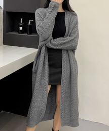 ロング ケーブルニット カーディガン
