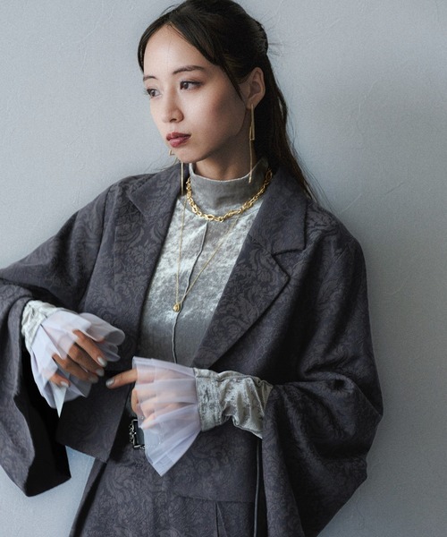 HARE（ハレ）の「VINTAGEジャガード2WAYジャケット(HARE)（テーラードジャケット・レディース・パープル/ブラウン/ブラック・SMALL/MEDIUM）」の11枚目の写真