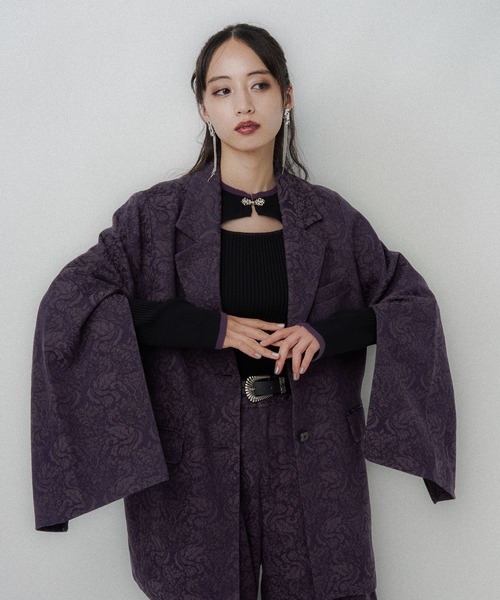 HARE（ハレ）の「VINTAGEジャガード2WAYジャケット(HARE)（テーラードジャケット・レディース・パープル/ブラウン/ブラック・SMALL/MEDIUM）」の16枚目の写真