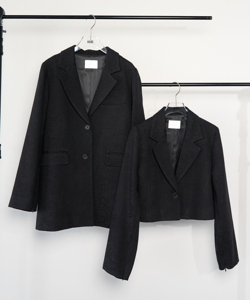 HARE(ハレ)の「VINTAGEジャガード2WAYジャケット(HARE)(テーラードジャケット・レディース・パープル/ブラウン/ブラック/ブラック系その他/パープル系その他/ブラウン系その他/ネイビー・SMALL/MEDIUM)」の8枚目の写真