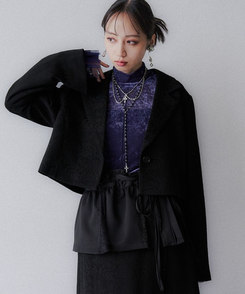 HARE（ハレ）の「VINTAGEジャガード2WAYジャケット(HARE)（テーラードジャケット・レディース・パープル/ブラウン/ブラック・SMALL/MEDIUM）」の4枚目の写真