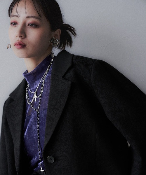 HARE（ハレ）の「VINTAGEジャガード2WAYジャケット(HARE)（テーラードジャケット・レディース・パープル/ブラウン/ブラック・SMALL/MEDIUM）」の6枚目の写真