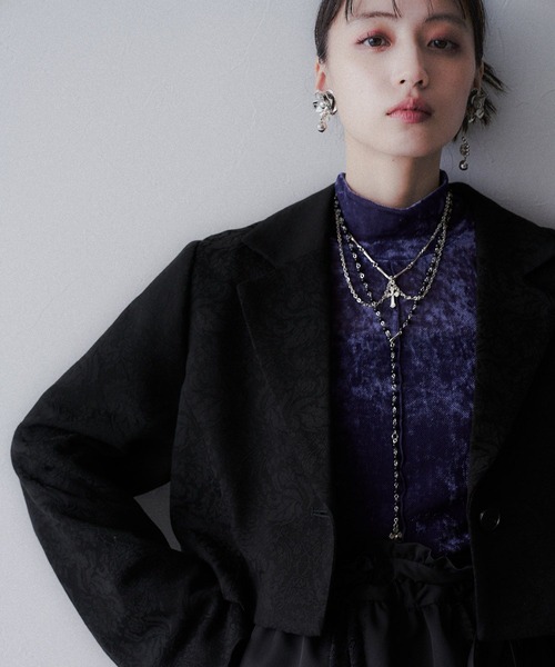 HARE（ハレ）の「VINTAGEジャガード2WAYジャケット(HARE)（テーラードジャケット・レディース・パープル/ブラウン/ブラック・SMALL/MEDIUM）」の7枚目の写真