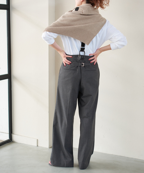 サスペンダー付きワイドストレートパンツ（その他パンツ